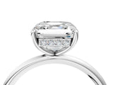 Platinum Asscher Solitaire Diamond Ring with a Classic Band and Four-Prong Setting 4