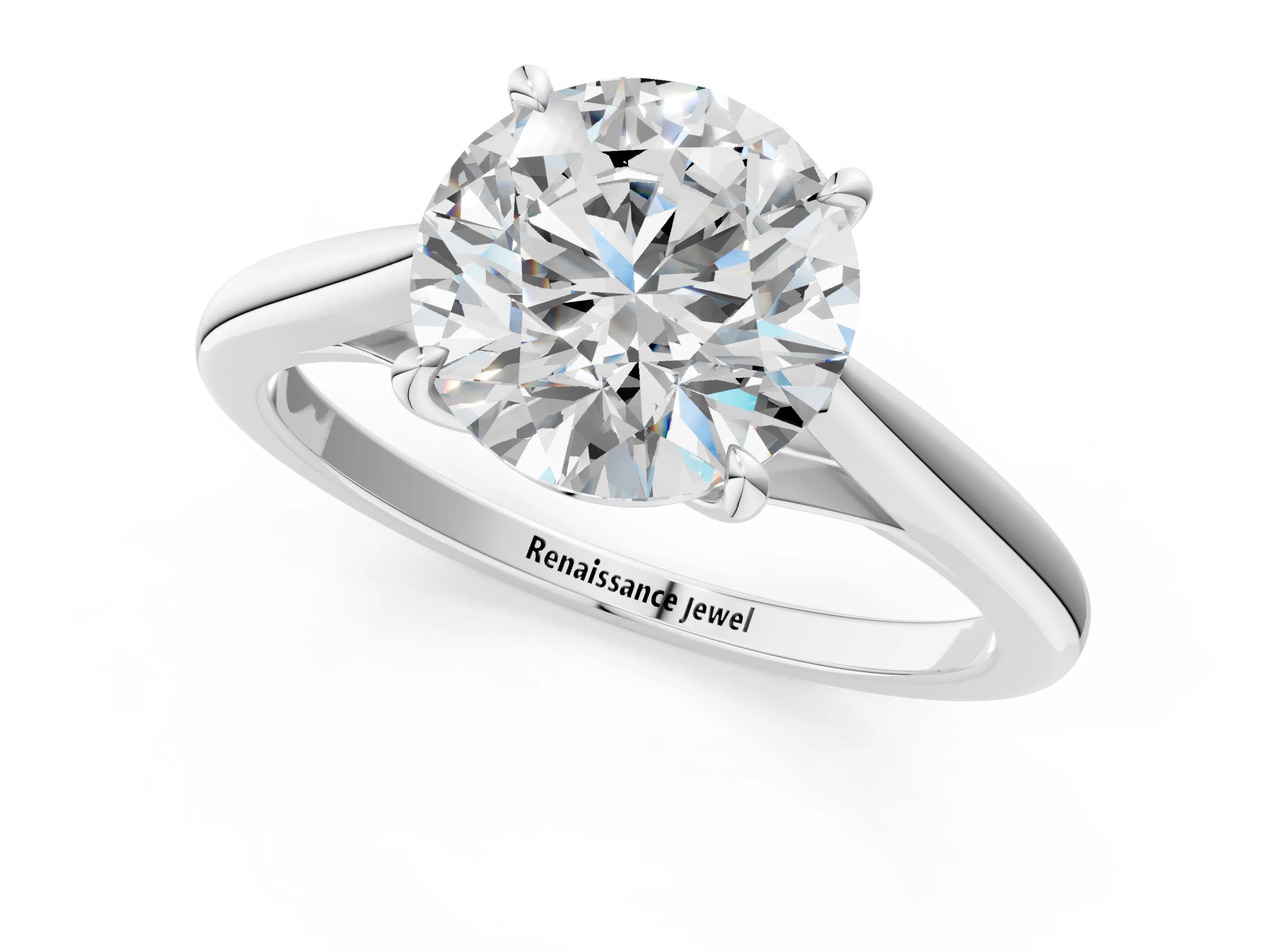 Platinum Asscher Solitaire Engagement Ring with Four-Prong Setting and Classic Band 1