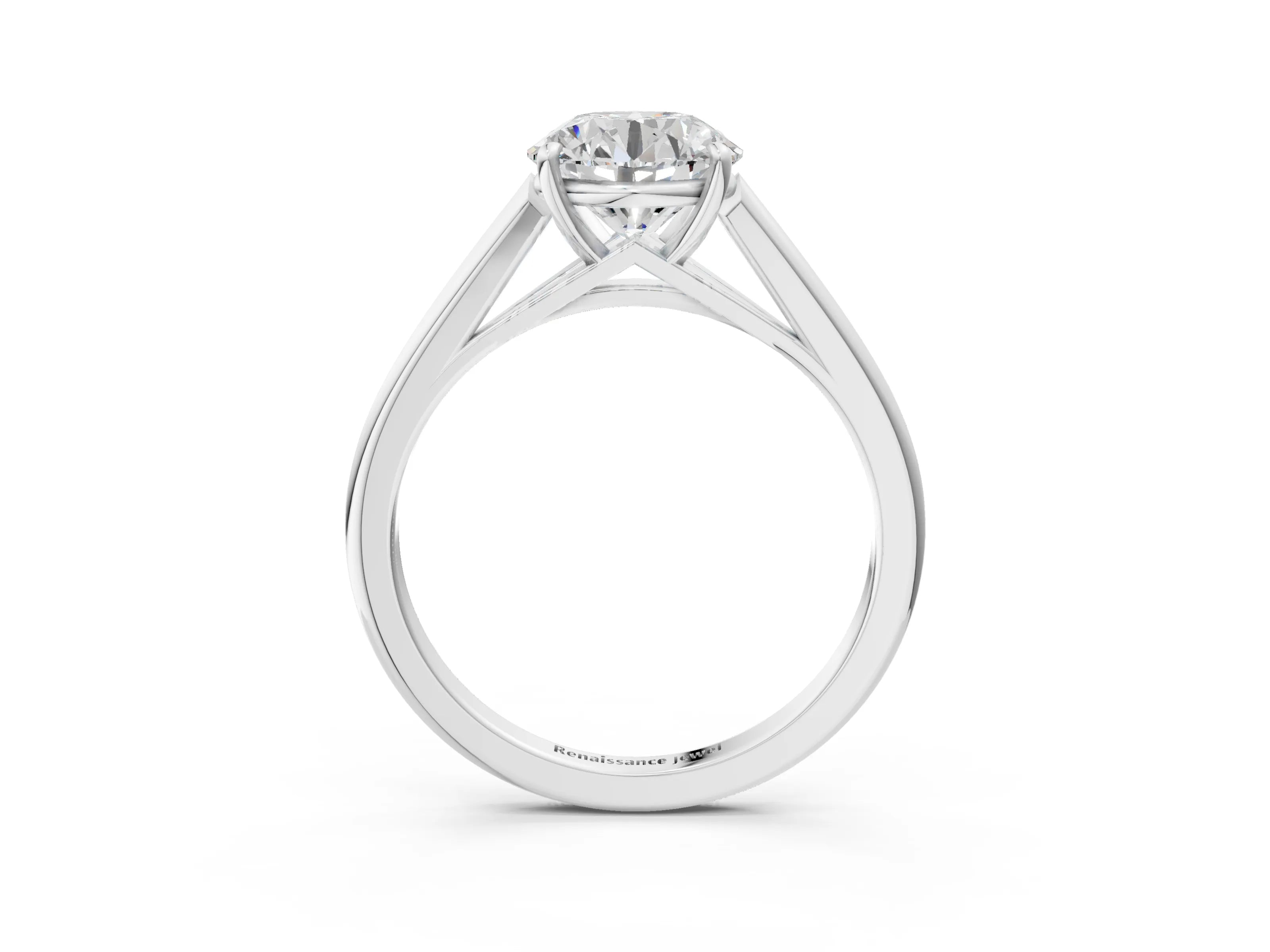 Platinum Asscher Solitaire Engagement Ring with Four-Prong Setting and Classic Band 3
