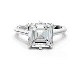 Platinum Asscher Solitaire Engagement Ring with Six-Prong Setting and Classic Band 1
