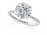 Platinum Asscher Solitaire Twist Band Ring with Four-Prong Setting_40