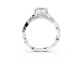 Platinum Asscher Solitaire Twist Band Six-Prong Setting 4