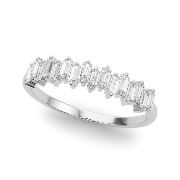 White gold Baguette Diamond Bar Set White Gold Band with Shared Prong Setting