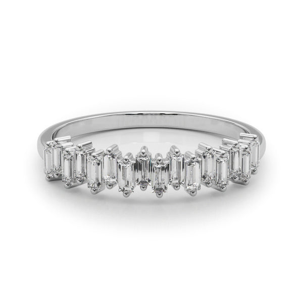 White gold Baguette Diamond Bar Set White Gold Band with Shared Prong Setting