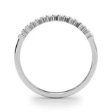 Silver Baguette Diamond Bar Set White Gold Band with Shared Prong Setting
