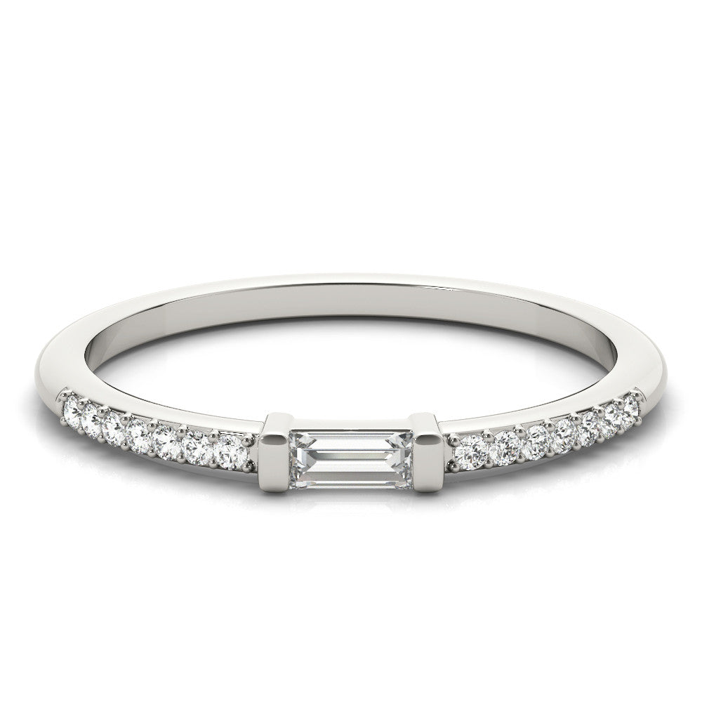 Platinum Baguette Diamond Pave Band with Bar Prong Setting 2