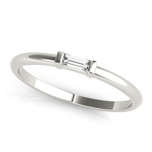 Platinum Baguette Solitaire Bar-Set Minimalist Band