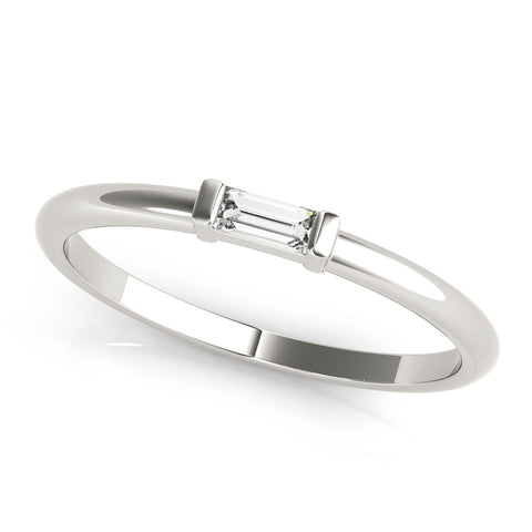 Platinum Baguette Solitaire Bar-Set Minimalist Band 1