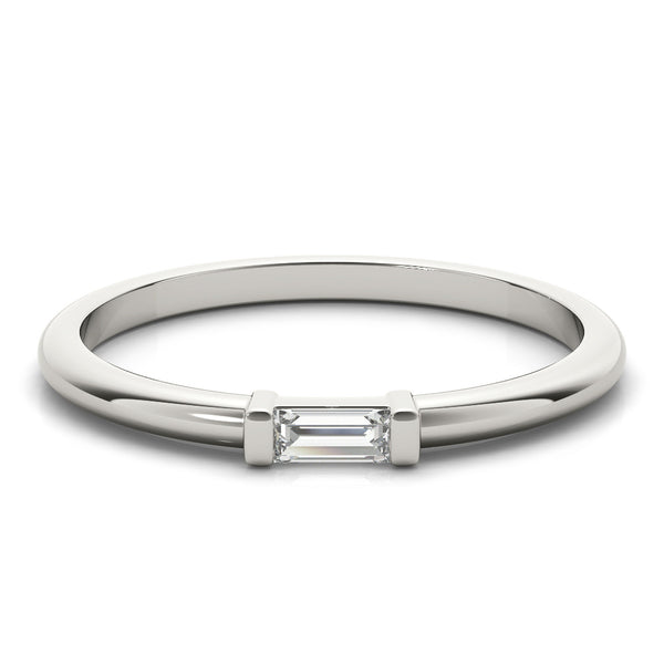 White gold Baguette Solitaire Bar-Set Minimalist Band