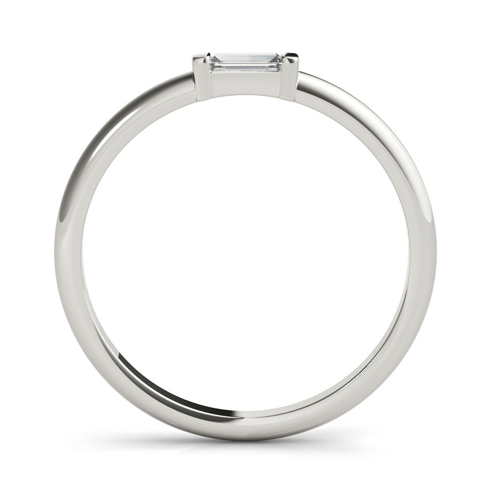 Platinum Baguette Solitaire Bar-Set Minimalist Band