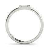 Platinum Baguette Solitaire Bar-Set Minimalist Band