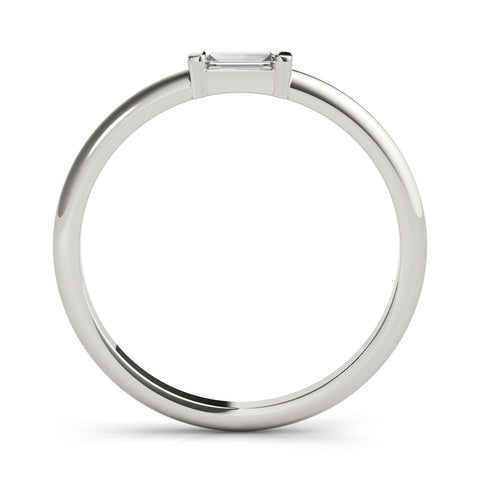 Platinum Baguette Solitaire Bar-Set Minimalist Band