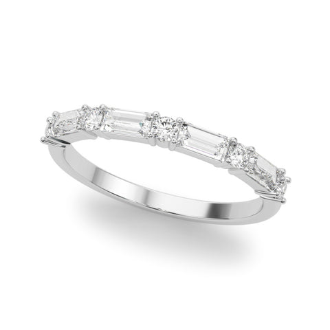 Platinum Baguette and Round Diamond Bar Setting Half Eternity Band with Prong Setting 1