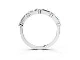 Platinum Baguette and Round Diamond Bar Setting Half Eternity Band with Prong Setting_21