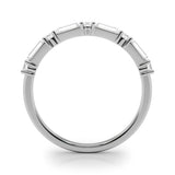 Platinum Baguette and Round Diamond Bar Setting Half Eternity Band with Prong Setting