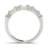 Platinum Baguette and Round Diamond Channel Set Half Eternity Band with Bar Prong Setting 1