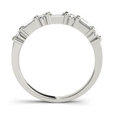 14K White Gold Baguette and Round Diamond Channel Set Half Eternity Band with Bar Prong Setting