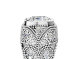 Platinum Bezel Set Asscher Cut Diamond Milgrain Band Ring_18