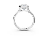 Platinum Bezel Set Asscher Solitaire Diamond Ring with Smooth Band 4