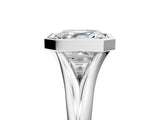 Platinum Bezel Set Asscher Solitaire Diamond Ring with Smooth Band