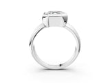 Platinum Bezel Set Asscher Solitaire Ring with Wide Band 4