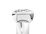 Platinum Bezel Set Asscher Solitaire Ring with Wide Band