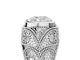 Platinum Bezel Set Cushion Cut Diamond Milgrain Band Ring_18