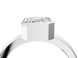 Platinum Bezel Set Emerald Cut Solitaire Engagement Ring with Classic Band_11