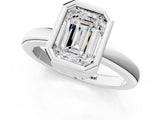 Platinum Bezel Set Emerald Cut Solitaire Engagement Ring with Classic Band_8