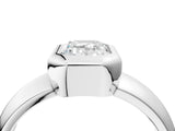 Platinum Bezel Set Emerald Solitaire Ring with Wide Band 5