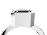 Platinum Bezel Set Fancy Black Asscher Cut Solitaire Engagement Ring with Classic Band_10