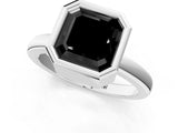 Platinum Bezel Set Fancy Black Asscher Cut Solitaire Engagement Ring with Classic Band_7