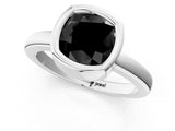 Platinum Bezel Set Fancy Black Cushion Cut Solitaire Engagement Ring with Classic Band_13