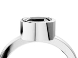 Platinum Bezel Set Fancy Black Cushion Cut Solitaire Engagement Ring with Classic Band_16