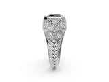 Platinum Bezel Set Fancy Black Emerald Cut Diamond Milgrain Band Ring_14