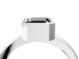 Platinum Bezel Set Fancy Black Emerald Cut Solitaire Engagement Ring with Classic Band_10