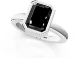 Platinum Bezel Set Fancy Black Emerald Cut Solitaire Engagement Ring with Classic Band_7