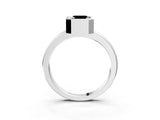 Platinum Bezel Set Fancy Black Emerald Cut Solitaire Engagement Ring with Classic Band_9