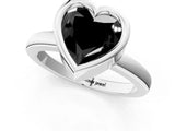 Platinum Bezel Set Fancy Black Heart Cut Solitaire Engagement Ring with Classic Band_7