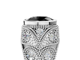 Platinum Bezel Set Fancy Black Oval Cut Diamond Milgrain Band Ring_11