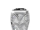 Platinum Bezel Set Fancy Black Radiant Cut Diamond Milgrain Band Ring_17
