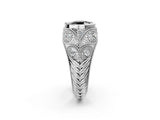 Platinum Bezel Set Fancy Black Round Cut Diamond Milgrain Band Ring_14