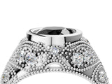 Platinum Bezel Set Fancy Black Round Cut Diamond Milgrain Band Ring_16