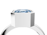 Platinum Bezel Set Fancy Blue Asscher Cut Solitaire Engagement Ring with Classic Band_10