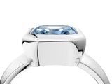 Platinum Bezel Set Fancy Blue Asscher  Solitaire Ring with Wide Band 4