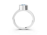 Platinum Bezel Set Fancy Blue Cushion Cut Solitaire Engagement Ring with Classic Band_15