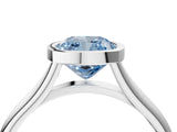 Platinum Bezel Set Fancy Blue Cushion  Cut Solitaire Ring with Tapered Band 4
