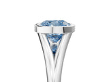 Platinum Bezel Set Fancy Blue Cushion  Cut Solitaire Ring with Tapered Band 5