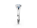 Platinum Bezel Set Fancy Blue Cushion  Solitaire Diamond Ring with Smooth Band 3