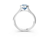 Platinum Bezel Set Fancy Blue Cushion  Solitaire Diamond Ring with Smooth Band 4